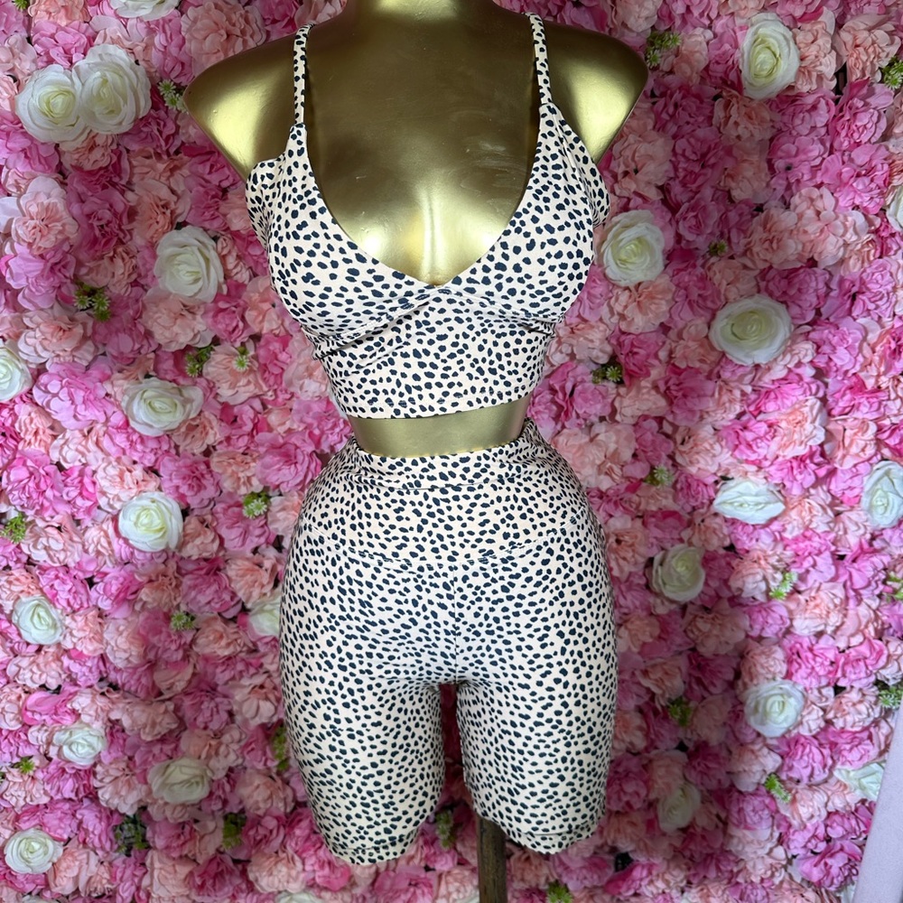 Spotted Brown and Black Two-Piece Set